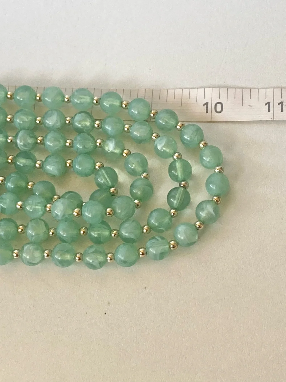 Multi-Strand Green Beaded preloved Necklace with Gold and silver tone Accents